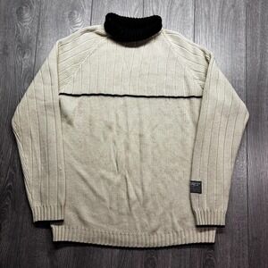 Vintage Southpole Y2k Knit Sweater Turtle Neck Large Brown Stripe Surf